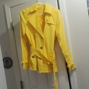 Vibrant Yellow Water-Resistant Trench Coat